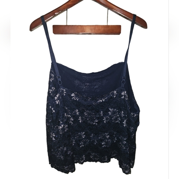 Avenue Body Camisole Size 30/32 Dark Blue Lace Burnout Tank Top Stretchy Fairy - Picture 8 of 8
